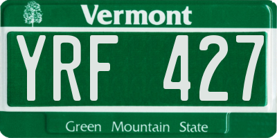 VT license plate YRF427