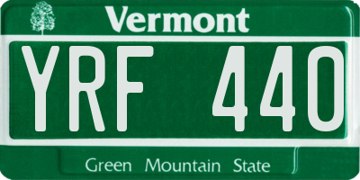 VT license plate YRF440