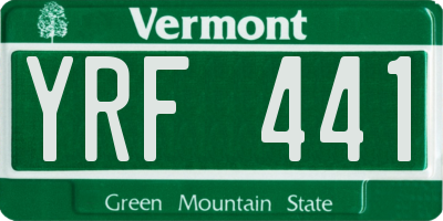 VT license plate YRF441