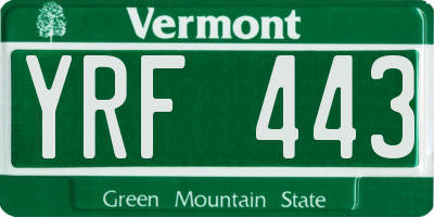 VT license plate YRF443