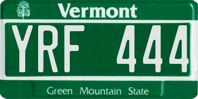 VT license plate YRF444