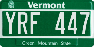 VT license plate YRF447