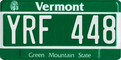 VT license plate YRF448