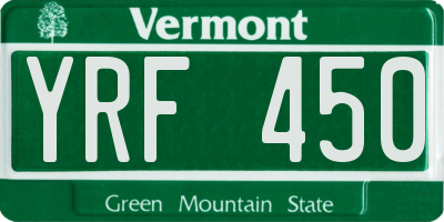 VT license plate YRF450