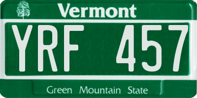 VT license plate YRF457