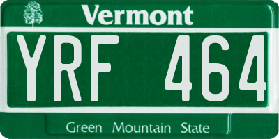 VT license plate YRF464