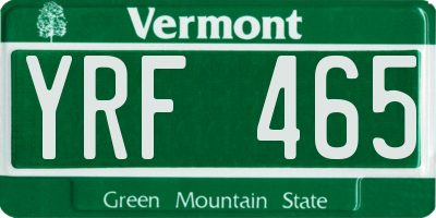 VT license plate YRF465