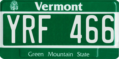 VT license plate YRF466