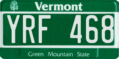 VT license plate YRF468