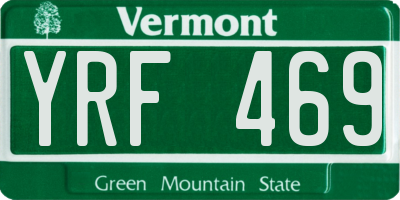VT license plate YRF469