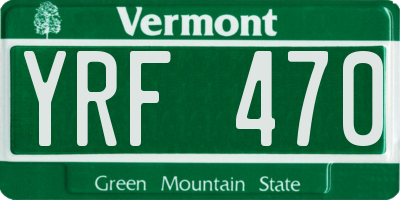 VT license plate YRF470