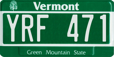 VT license plate YRF471