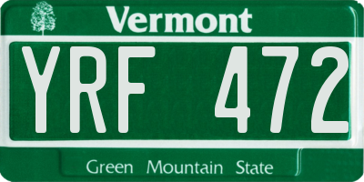 VT license plate YRF472