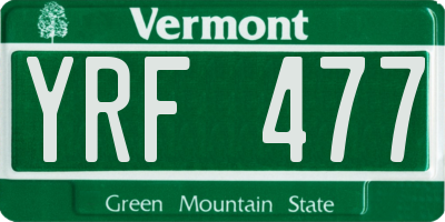 VT license plate YRF477