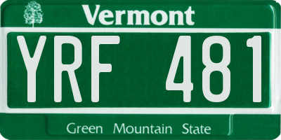 VT license plate YRF481