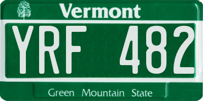 VT license plate YRF482