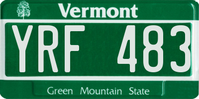 VT license plate YRF483