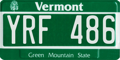 VT license plate YRF486