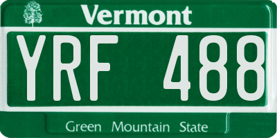 VT license plate YRF488