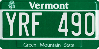 VT license plate YRF490