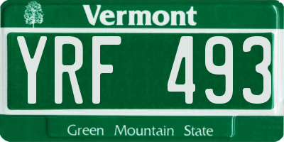 VT license plate YRF493