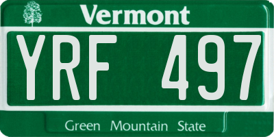VT license plate YRF497
