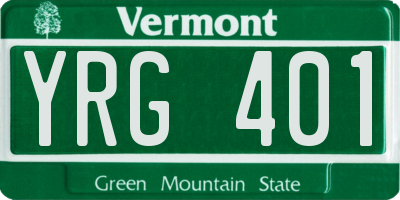 VT license plate YRG401