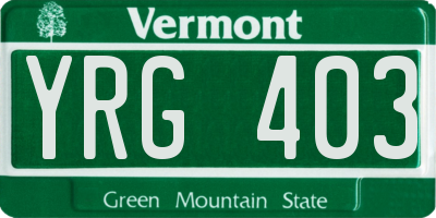 VT license plate YRG403