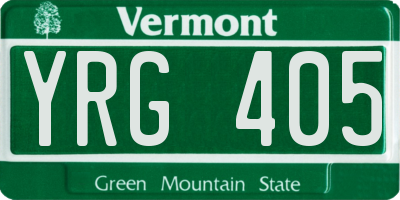 VT license plate YRG405