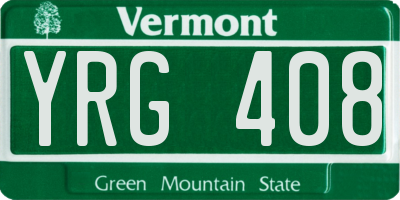 VT license plate YRG408