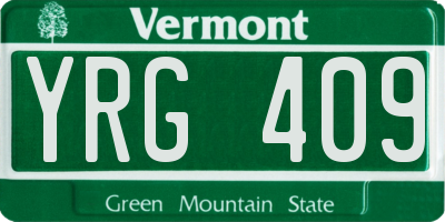 VT license plate YRG409