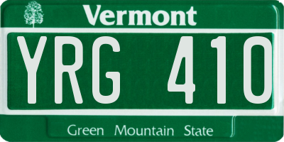 VT license plate YRG410