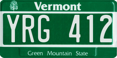 VT license plate YRG412