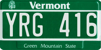 VT license plate YRG416