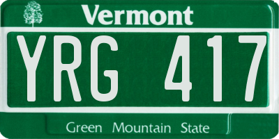 VT license plate YRG417