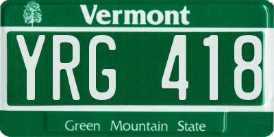 VT license plate YRG418
