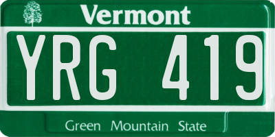 VT license plate YRG419