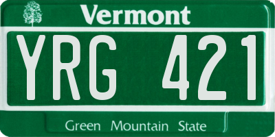 VT license plate YRG421