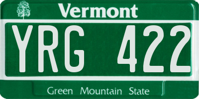 VT license plate YRG422