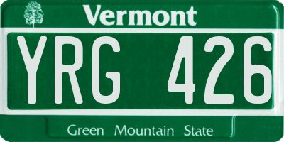 VT license plate YRG426
