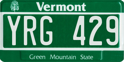 VT license plate YRG429
