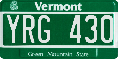 VT license plate YRG430