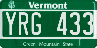 VT license plate YRG433