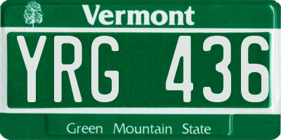 VT license plate YRG436