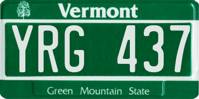 VT license plate YRG437