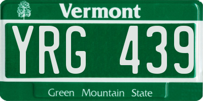 VT license plate YRG439