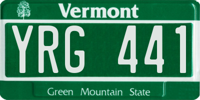 VT license plate YRG441