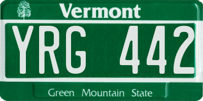 VT license plate YRG442