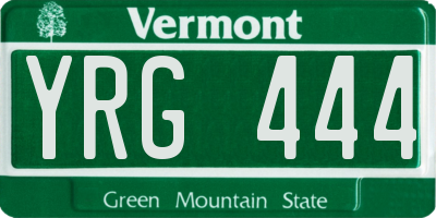 VT license plate YRG444