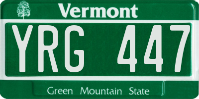 VT license plate YRG447